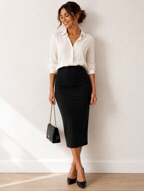 2/$25 Old Navy Black Jersey Midi Pencil Skirt Elastic Waist XS NWT